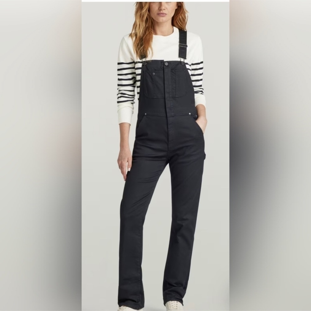 G-Star Slim Dungaree Sleeveless Women's Black Denim Overalls, Size M NWT